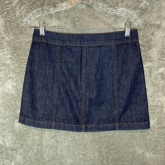 Altard State Women Y2K Bratz Dark Wash Zip Front A Line Mini Denim Skirt XS - Picture 2 of 10